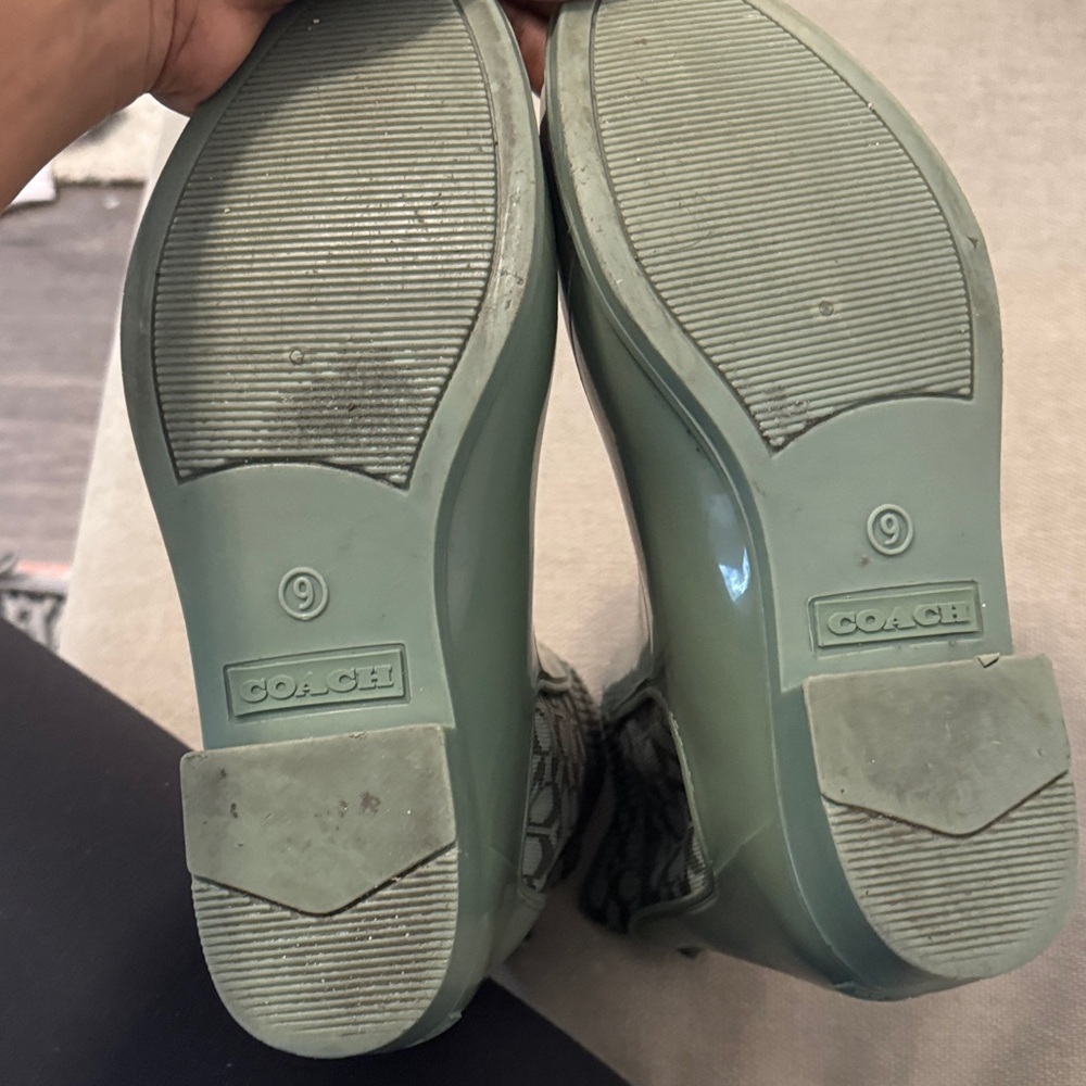 COACH Green Glossy Rain Ankle Boots - Picture 8 of 8